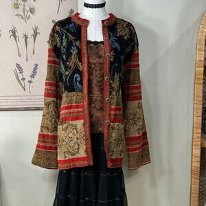 Vintage 90s Y2k Tapestry Jacket Grandma Whimsigoth Witchy Artsy Boho 18 XL